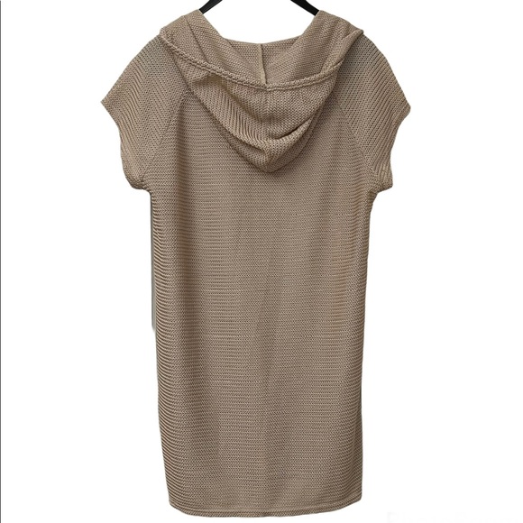 JORDAN TAYLOR BEACHWEAR | OPEN KNIT HOODED COVER-UP | TAN | L - Picture 3 of 8